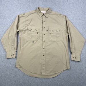 Vintage CC Filson Shirt Mens Large Tan Alaskan Guide Long Sleeve Pockets Outdoor